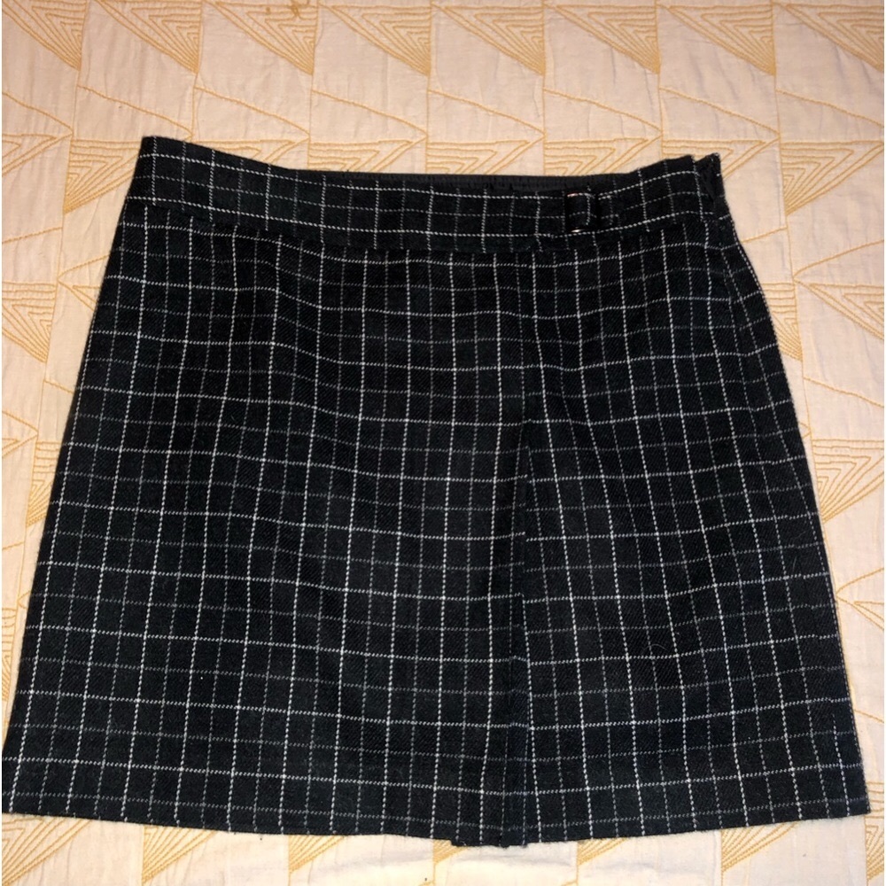 Ann Taylor LOFT black gray wool miniskirt